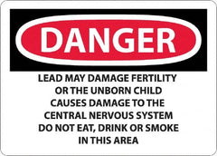 NMC - "Danger - Lead May Damage Fertility or the Unborn Child", 10" Long x 14" Wide, Aluminum Safety Sign - Rectangle, 0.04" Thick, Use for Hazardous Materials - Benchmark Tooling