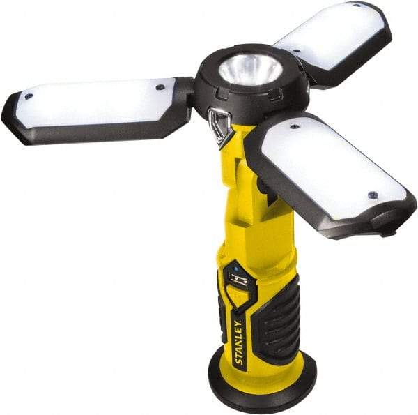 Stanley - Yellow/Black Portable Work Light - 300 Lumens, Rechargeable Battery, 18 LED Lamp - Benchmark Tooling