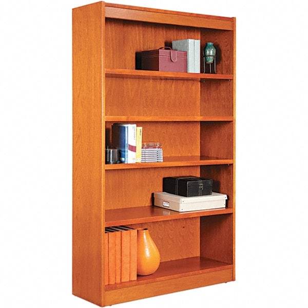 ALERA - 5 Shelf, 60" High x 35.63" Wide Bookcase - 11-3/4" Deep, Wood Veneer, Medium Cherry - Benchmark Tooling