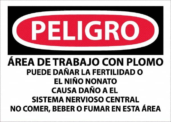 NMC - "Peligro - Area De Trabajo Con Plomo", 10" Long x 14" Wide, Paper Safety Sign - Rectangle, Use for Hazardous Materials - Benchmark Tooling