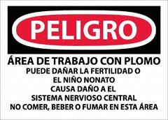 NMC - "Peligro - Area De Trabajo Con Plomo", 10" Long x 14" Wide, Paper Safety Sign - Rectangle, Use for Hazardous Materials - Benchmark Tooling