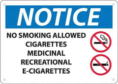 NMC - "No Smoking Allowed, Cigarettes, Medicinal,Recreational,E-Cigs", 10" Long x 14" Wide, Rigid Plastic Safety Sign - Rectangle, 0.05" Thick, Use for Smoking Regulations - Benchmark Tooling