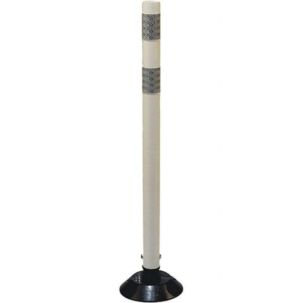 PRO-SAFE - 36" High x 3" Wide Reflective Tubular Surface Mount Delineator - Urethane, 3 Lbs, Gray/White - Benchmark Tooling