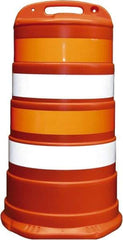 PRO-SAFE - 40" High x 36" Wide Reflective Channelizer Drum - High Density Polyethylene (HDPE), 10 Lbs, Orange - Benchmark Tooling