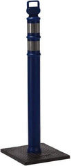 PRO-SAFE - 46" High x 4" Wide Reflective Delineator Post - High Density Polyethylene (HDPE), 3 Lbs, Blue - Benchmark Tooling