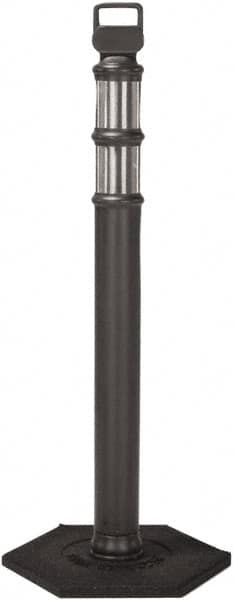 PRO-SAFE - 46" High x 4" Wide Reflective Delineator Post - High Density Polyethylene (HDPE), 3 Lbs, Black - Benchmark Tooling