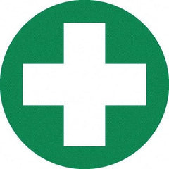 NMC - First Aid Cross Graphic, Hard Hat Label - White on Green, 0.045" Thick, For Certified Operator - Benchmark Tooling