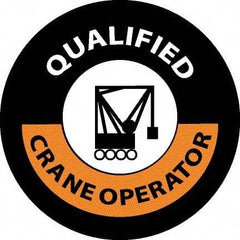 NMC - Qualified Crane Operator, Hard Hat Label - Black/Orange/White, 0.045" Thick, For Accident Prevention - Benchmark Tooling