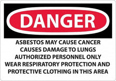 NMC - "Danger - Asbestos May Cause Cancer", 14" Long x 20" Wide, Rigid Plastic Safety Sign - Rectangular, 0.05" Thick, Use for Hazardous Materials - Benchmark Tooling