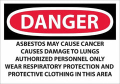 NMC - "Danger - Asbestos May Cause Cancer", 14" Long x 20" Wide, Pressure-Sensitive Vinyl Safety Sign - Rectangular, 0.0045" Thick, Use for Hazardous Materials - Benchmark Tooling