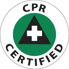 NMC - CPR Certified, Hard Hat Label - Green & Black on White, 0.045" Thick, For Accident Prevention - Benchmark Tooling