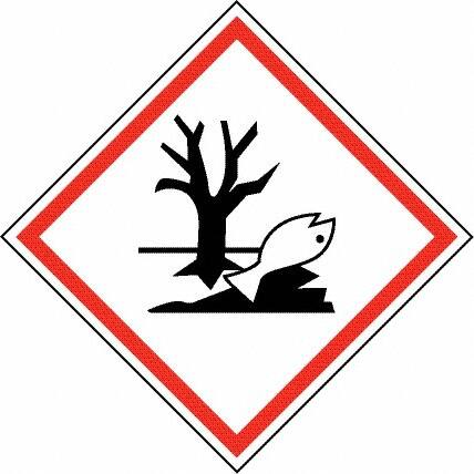 NMC - Hazardous Materials Label, Header: Dangerous for Environment Warning - Legend: GHS - Graphic, English, Black & Red, 4" Long x 4" High, No Coating - Benchmark Tooling