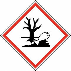 NMC - Hazardous Materials Label, Header: Dangerous for Environment Warning - Legend: GHS - Graphic, English, Black & Red, 4" Long x 4" High, No Coating - Benchmark Tooling