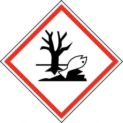NMC - Hazardous Materials Label, Header: Dangerous for Environment Warning - Legend: GHS - Graphic, English, Black & Red, 2" Long x 2" High, No Coating - Benchmark Tooling