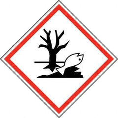 NMC - Hazardous Materials Label, Header: Dangerous for Environment Warning - Legend: GHS - Graphic, English, Black & Red, 2" Long x 2" High, No Coating - Benchmark Tooling