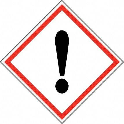 NMC - Hazardous Materials Label, Header: Harmful Irritant Warning - Legend: GHS - Graphic, English, Black & Red, 4" Long x 4" High, No Coating - Benchmark Tooling