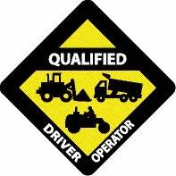 NMC - Qualified Driver Operator, Hard Hat Label - Diamond, Black & White on Yellow, 0.004" Thick, Indoor or Outdoor, Adhesive Backed, For Accident Prevention - Benchmark Tooling