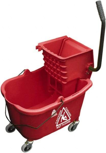 O-Cedar - 33 Qt Plastic Bucket & Wringer - 22" Long x 34" High x 15" Wide, Red - Benchmark Tooling