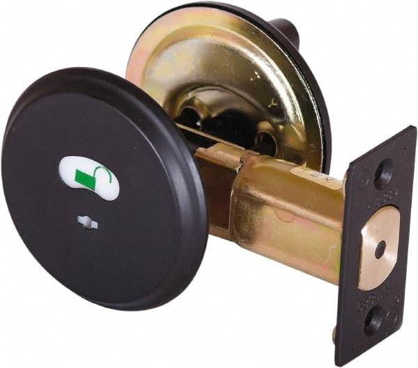 Stanley - 1-3/8 to 2" Door Thickness, Satin Chrome Finish, Occupancy Indicator Deadbolt - Nonhanded Handling, Push in Lever Override, Keyless Cylinder - Benchmark Tooling