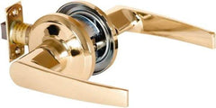 Stanley - Grade 2 Passage Lever Lockset - 2-3/8 & 2-3/4" Back Set, Keyless Cylinder, Brass Alloy, Bright Brass Finish - Benchmark Tooling