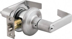 Stanley - Grade 2 Storeroom Lever Lockset - 2-3/8 & 2-3/4" Back Set, Brass Alloy, Satin Chrome Finish - Benchmark Tooling