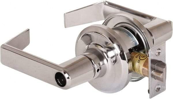 Stanley - Grade 2 Office Lever Lockset - 2-3/8 & 2-3/4" Back Set, Brass Alloy, Bright Chrome Finish - Benchmark Tooling