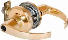 Stanley - Grade 2 Office Lever Lockset - 2-3/8 & 2-3/4" Back Set, Brass Alloy, Bright Brass Finish - Benchmark Tooling