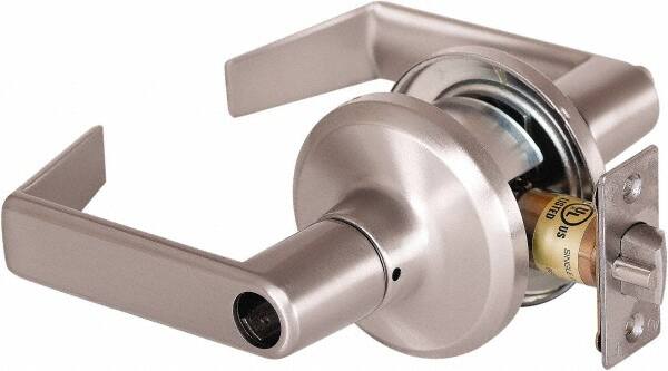 Stanley - Grade 2 Office Lever Lockset - 2-3/8 & 2-3/4" Back Set, Brass Alloy, Satin Nickel Finish - Benchmark Tooling