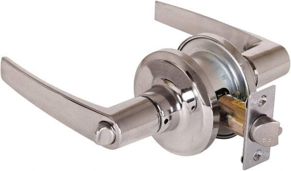 Stanley - Grade 2 Office Lever Lockset - 2-3/8 & 2-3/4" Back Set, Brass Alloy, Satin Chrome Finish - Benchmark Tooling