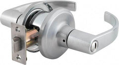 Stanley - Grade 2 Privacy Lever Lockset - 2-3/8 & 2-3/4" Back Set, Keyless Cylinder, Brass Alloy, Satin Chrome Finish - Benchmark Tooling