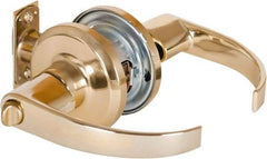 Stanley - Grade 2 Privacy Lever Lockset - 2-3/8 & 2-3/4" Back Set, Keyless Cylinder, Brass Alloy, Bright Brass Finish - Benchmark Tooling