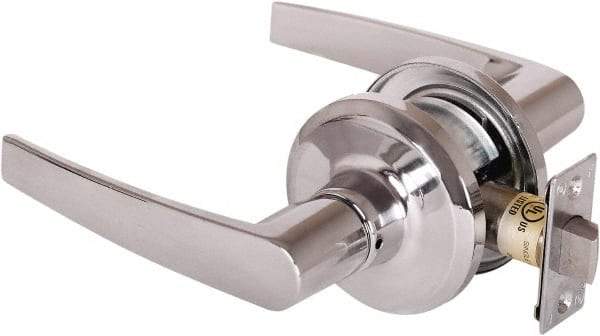 Stanley - Grade 2 Passage Lever Lockset - 2-3/8 & 2-3/4" Back Set, Keyless Cylinder, Brass Alloy, Bright Chrome Finish - Benchmark Tooling