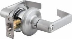 Stanley - Grade 2 Privacy Lever Lockset - 2-3/8 & 2-3/4" Back Set, Keyless Cylinder, Brass Alloy, Satin Chrome Finish - Benchmark Tooling