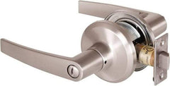 Stanley - Grade 2 Privacy Lever Lockset - 2-3/8 & 2-3/4" Back Set, Keyless Cylinder, Brass Alloy, Satin Nickel Finish - Benchmark Tooling