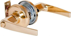 Stanley - Grade 2 Privacy Lever Lockset - 2-3/8 & 2-3/4" Back Set, Keyless Cylinder, Brass Alloy, Bright Brass Finish - Benchmark Tooling