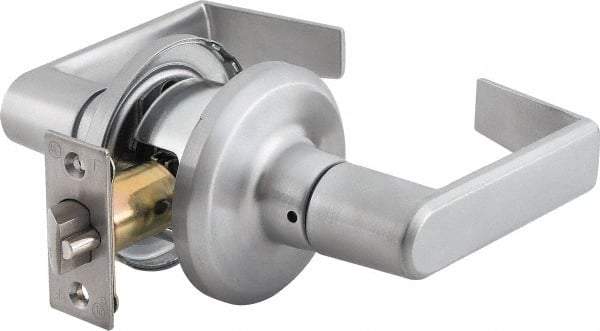 Stanley - Grade 2 Passage Lever Lockset - 2-3/8 & 2-3/4" Back Set, Keyless Cylinder, Brass Alloy, Satin Chrome Finish - Benchmark Tooling