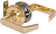 Stanley - Grade 2 Passage Lever Lockset - 2-3/8 & 2-3/4" Back Set, Keyless Cylinder, Brass Alloy, Bright Brass Finish - Benchmark Tooling