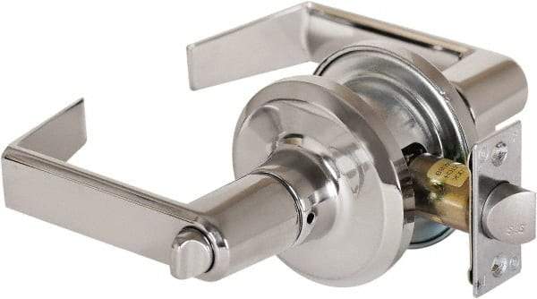 Stanley - Grade 2 Privacy Lever Lockset - 2-3/8 & 2-3/4" Back Set, Keyless Cylinder, Brass Alloy, Bright Chrome Finish - Benchmark Tooling