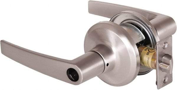 Stanley - Grade 2 Office Lever Lockset - 2-3/8 & 2-3/4" Back Set, Brass Alloy, Satin Nickel Finish - Benchmark Tooling