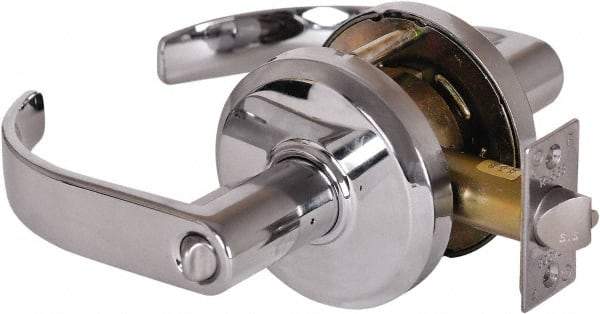 Stanley - Grade 2 Entrance Lever Lockset - 2-3/4" Back Set, Key In Lever Cylinder, Brass Alloy, Bright Chrome Finish - Benchmark Tooling