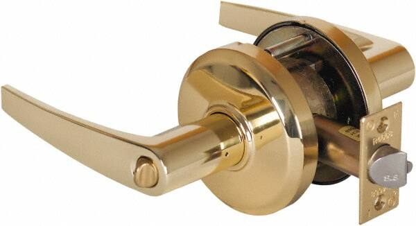 Stanley - Grade 2 Entrance Lever Lockset - 2-3/4" Back Set, Key In Lever Cylinder, Brass Alloy, Bright Brass Finish - Benchmark Tooling