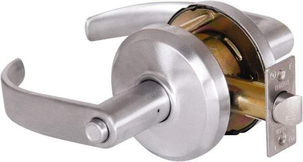 Stanley - Grade 2 Privacy Lever Lockset - 2-3/4" Back Set, Keyless Cylinder, Brass Alloy, Satin Chrome Finish - Benchmark Tooling