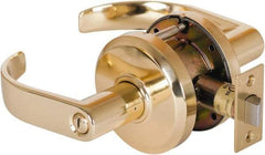 Stanley - Grade 2 Privacy Lever Lockset - 2-3/4" Back Set, Keyless Cylinder, Brass Alloy, Bright Brass Finish - Benchmark Tooling