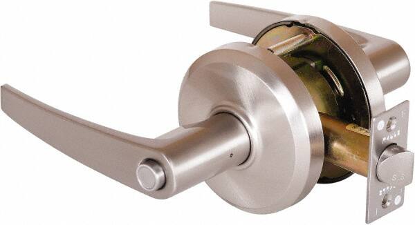 Stanley - Grade 2 Privacy Lever Lockset - 2-3/4" Back Set, Keyless Cylinder, Brass Alloy, Nickel Finish - Benchmark Tooling