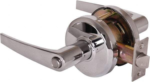 Stanley - Grade 2 Privacy Lever Lockset - 2-3/4" Back Set, Keyless Cylinder, Brass Alloy, Bright Chrome Finish - Benchmark Tooling