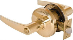 Stanley - Grade 2 Privacy Lever Lockset - 2-3/4" Back Set, Keyless Cylinder, Brass Alloy, Bright Brass Finish - Benchmark Tooling