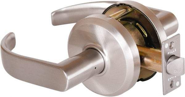 Stanley - Grade 2 Passage Lever Lockset - 2-3/4" Back Set, Keyless Cylinder, Brass Alloy, Nickel Finish - Benchmark Tooling