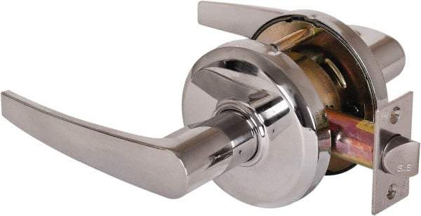 Stanley - Grade 2 Passage Lever Lockset - 2-3/4" Back Set, Keyless Cylinder, Brass Alloy, Bright Chrome Finish - Benchmark Tooling