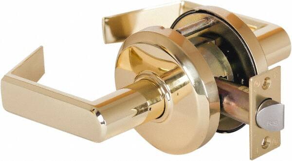 Stanley - Grade 2 Passage Lever Lockset - 2-3/4" Back Set, Keyless Cylinder, Brass Alloy, Bright Brass Finish - Benchmark Tooling