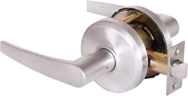 Stanley - Grade 2 Passage Lever Lockset - 2-3/4" Back Set, Keyless Cylinder, Brass Alloy, Satin Chrome Finish - Benchmark Tooling